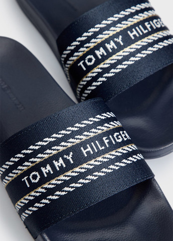 Синие шлепанцы Tommy Hilfiger с логотипом