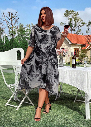 Комбінована кежуал сукня кльош SHEIN тай-дай