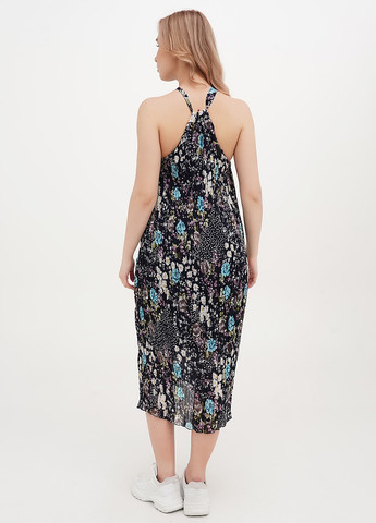 Темно-синее кэжуал платье плиссированное Vicolo с цветочным принтом