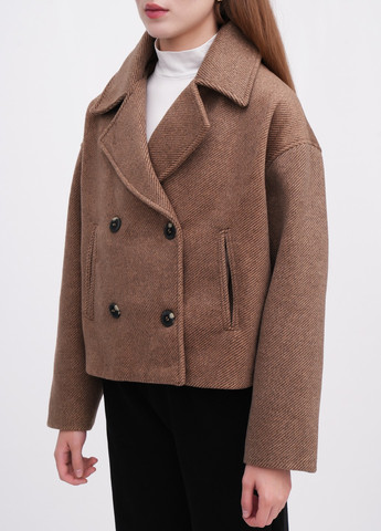 Светло-коричневое Кэжуал полупальто двубортное EQUILIBRI в полоску