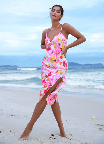 Комбинированное кэжуал платье силуэтная SHEIN с цветочным принтом