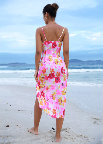 Комбинированное кэжуал платье силуэтная SHEIN с цветочным принтом