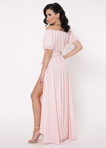 Розовое кэжуал платье в греческом стиле TessDress в горошек
