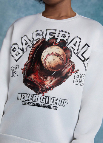 SHEIN світшот малюнок білий кежуал поліестер, трикотаж