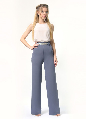 Серо-синие классические демисезонные прямые брюки Lila Kass