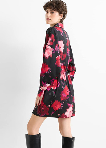 Комбинированное кэжуал платье рубашка C&A с цветочным принтом