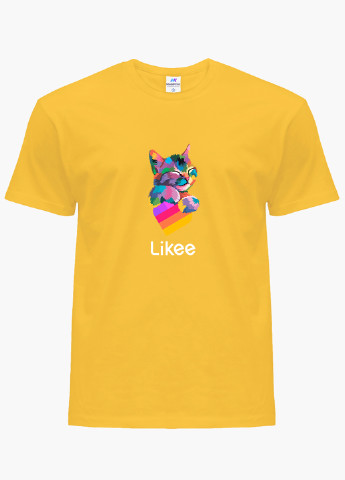Жовта демісезонна футболка дитяча лайк котик (likee cat) (9224-1040) MobiPrint