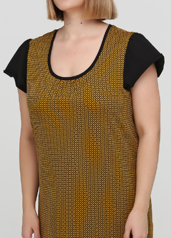 Желтое кэжуал платье платье-футболка Sheego с орнаментом