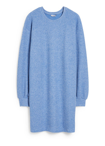 Голубое кэжуал платье платье-свитер C&A однотонное