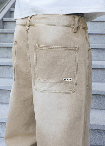 Бежевые демисезонные мешковатые джинсы SHEIN