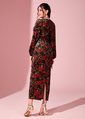 Черное вечернее платье силуэтная, футляр SHEIN розы