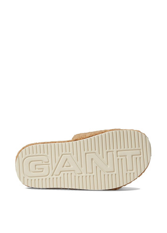 Бежевые тапочки Gant с вышивкой, с логотипом