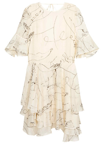 Светло-бежевое кэжуал платье клеш H&M с рисунком