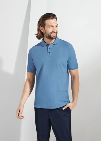 Голубой футболка-поло для мужчин Livergy однотонная