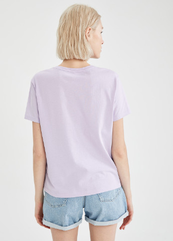 Светло-лиловая летняя футболка DeFacto