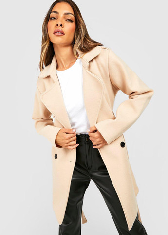 Бежеве демісезонне Пальто однобортне Boohoo