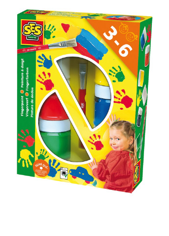 Пальчиковые краски - ЦВЕТНЫЕ ЛАДОШКИ (6 цветов в пластиковых баночках, кисточка) Ses Creative (140924418)