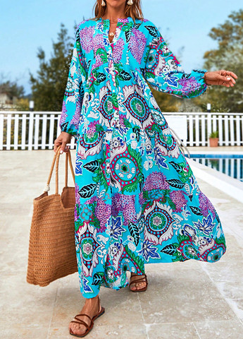 Комбінована кежуал сукня кльош SHEIN з абстрактним візерунком