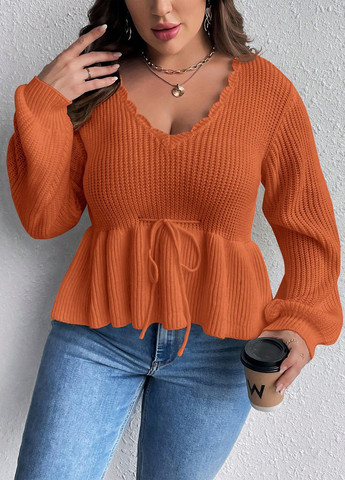 Оранжевый демисезонный пуловер джемпер SHEIN