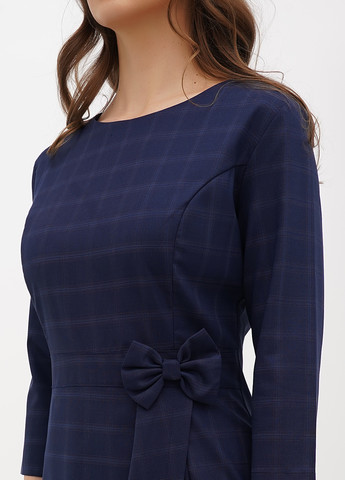 Темно-синее кэжуал платье а-силуэт Sassofono в клетку