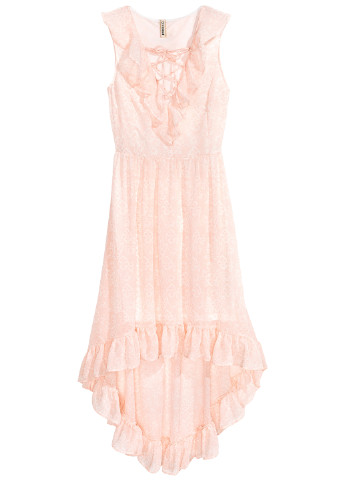Персиковое кэжуал платье H&M фактурное