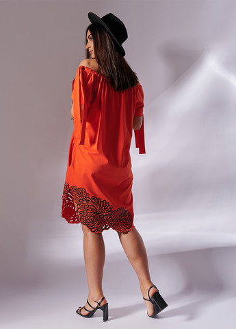 Оранжевое кэжуал платье а-силуэт LibeAmore однотонное