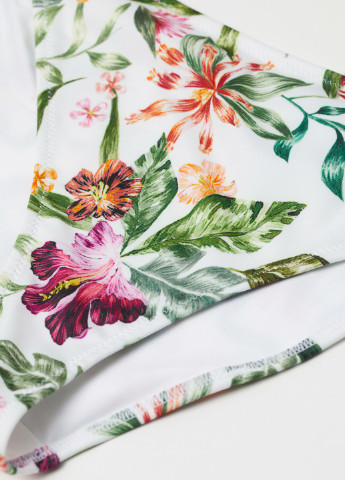 Белые купальные трусики с цветочным принтом H&M