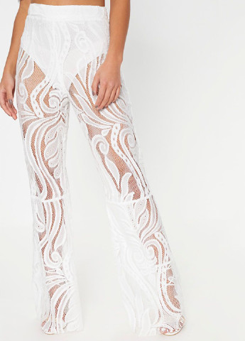 Белые кэжуал летние прямые брюки PrettyLittleThing