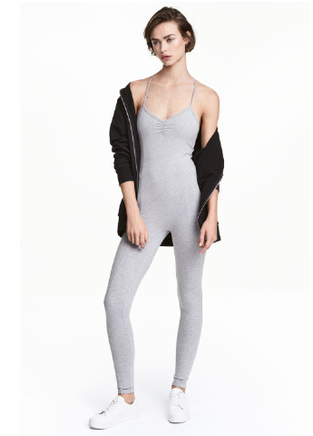 Комбинезон H&M комбинезон-брюки меланж светло-серый кэжуал