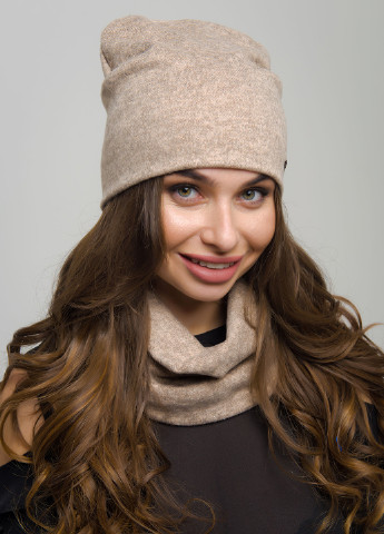 Бежевий зимній комплект (шапка, шарф-снуд) Lucky Fashion