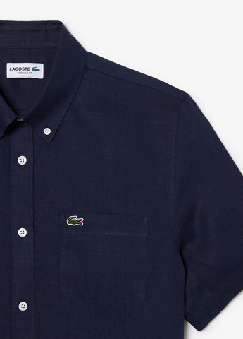 Темно-синяя кэжуал рубашка однотонная Lacoste