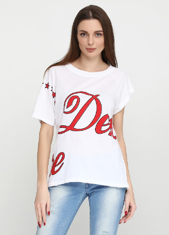 Белая летняя футболка Denny Rose