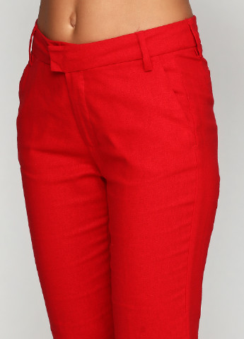 Красные кэжуал демисезонные прямые брюки Oodji