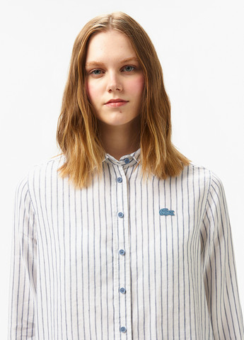 Молочная кэжуал рубашка в полоску Lacoste