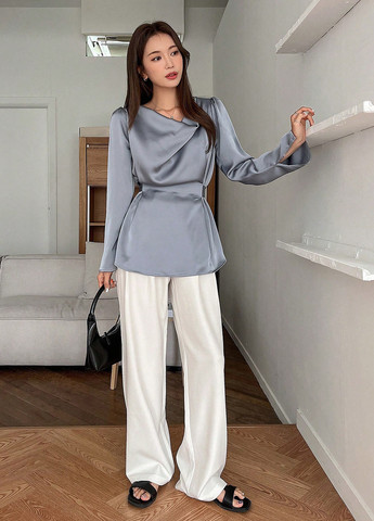 Сіро-голуба блуза SHEIN