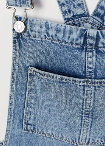 Комбінезон H&M комбінезон-шорти однотонний темно-блакитний кежуал бавовна