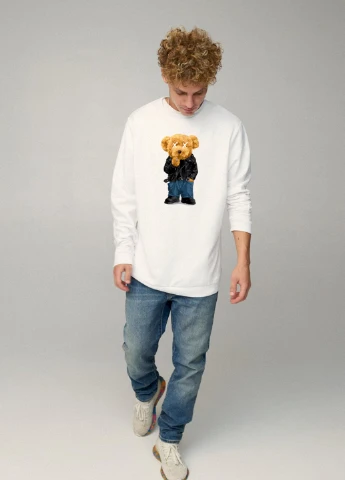 Білий світшот чоловічий oversize /no flis/ YAPPI малюнок (251791392)