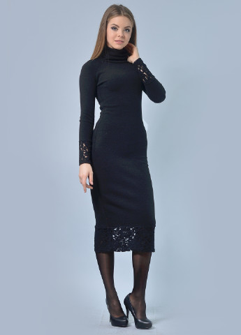 Черное кэжуал платье платье-свитер Lila Kass однотонное