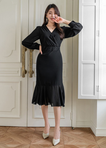 Черное кэжуал платье годе SHEIN однотонное