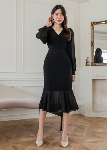 Черное кэжуал платье годе SHEIN однотонное