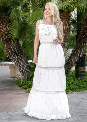 Белое кэжуал платье клеш Anastasea с рисунком
