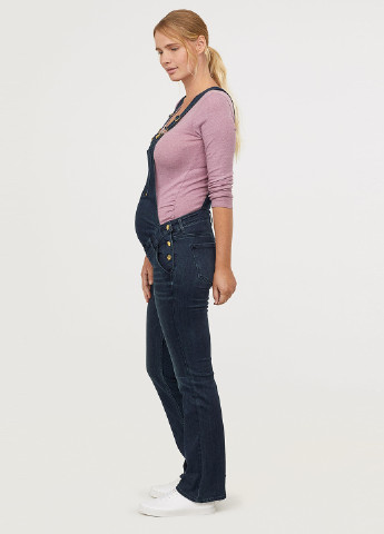 Комбінезон для вагітних H&M комбінезон-брюки однотонний темно-синій джинсовий бавовна