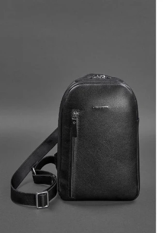 Кожаный мужской рюкзак (сумка-слинг) на одно плечо Chest Bag черный BlankNote (253147221)