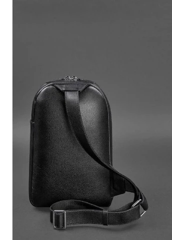 Кожаный мужской рюкзак (сумка-слинг) на одно плечо Chest Bag черный BlankNote (253147221)
