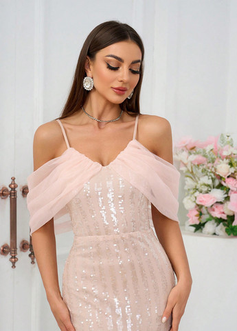 Розовое вечернее платье SHEIN однотонное