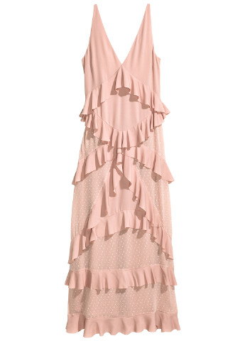 Светло-розовое вечернее платье в стиле ампир H&M однотонное