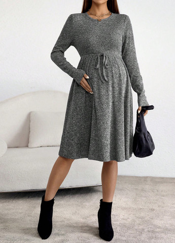 Серое кэжуал платье для беременных клеш SHEIN меланжевое