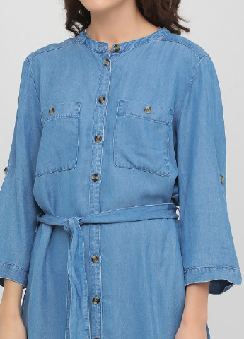 Голубое джинсовое платье рубашка Gina Benotti однотонное