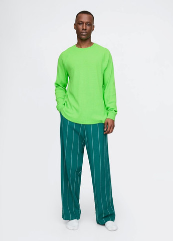 Лонгслів Gap однотонний салатовий домашні бавовна, вафельний