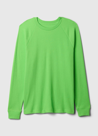 Лонгслів Gap однотонний салатовий домашні бавовна, вафельний